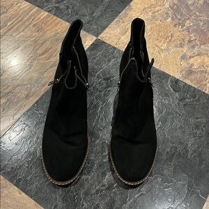 J. Crew Black Suede wedge heel Ankle Boots size 10